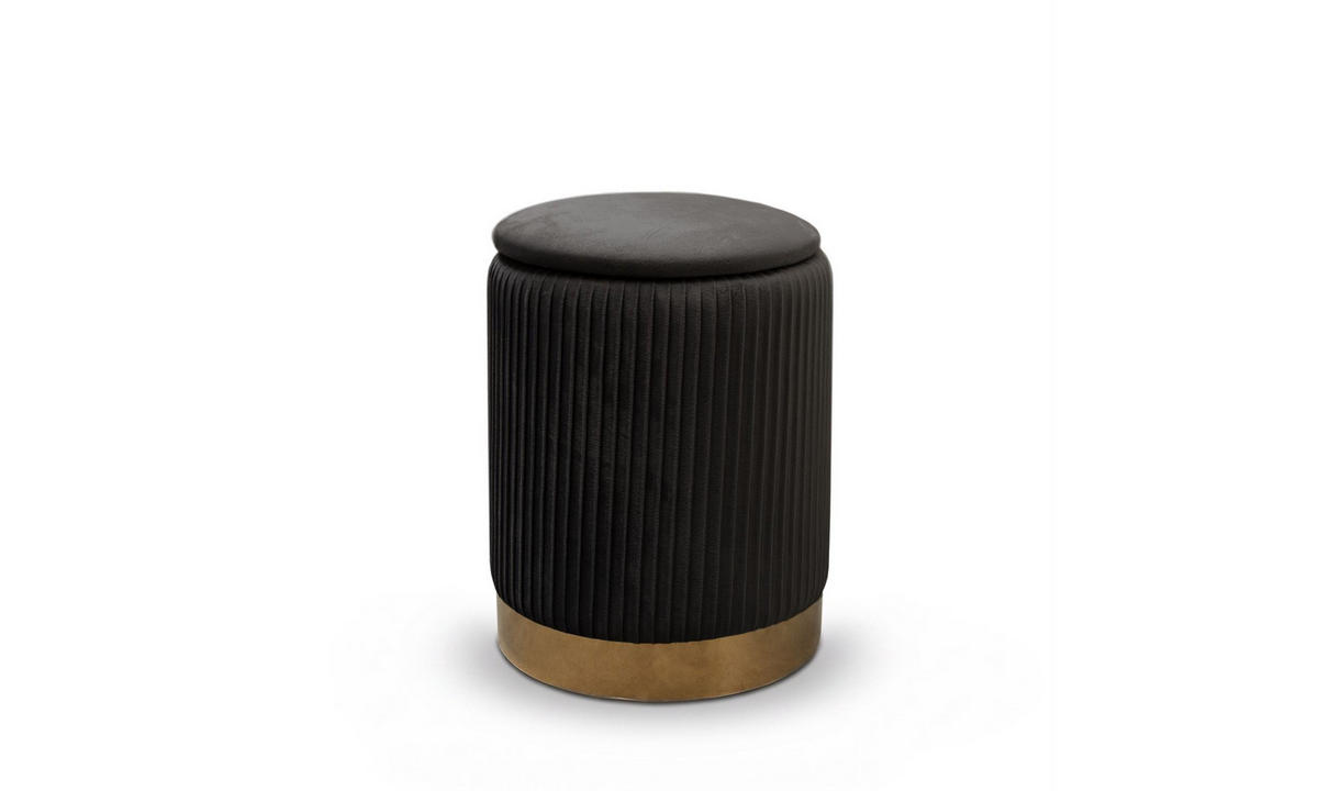 HOCKER-SET GEMINI 37/37/42 cm Schwarz - Goldfarben/Schwarz, Textil/Metall (37/42/37cm) - Lookway