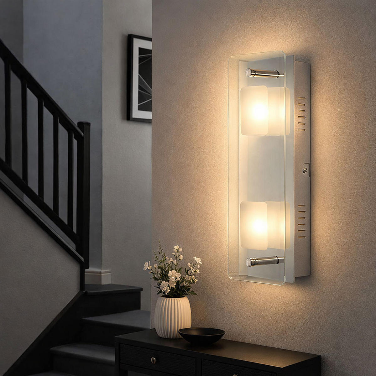 LED WANDLEUCHTE Metall Chrom Silber - Silberfarben, Glas (12/6.2/28cm) - Globo Lighting