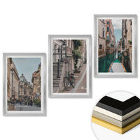 WANDBILDER 3er Set - 40x60 cm Silberner Rahmen - Venedigs Wasserstraßen - Silberfarben, Kunststoff (40/60cm) - ArtPrintCave