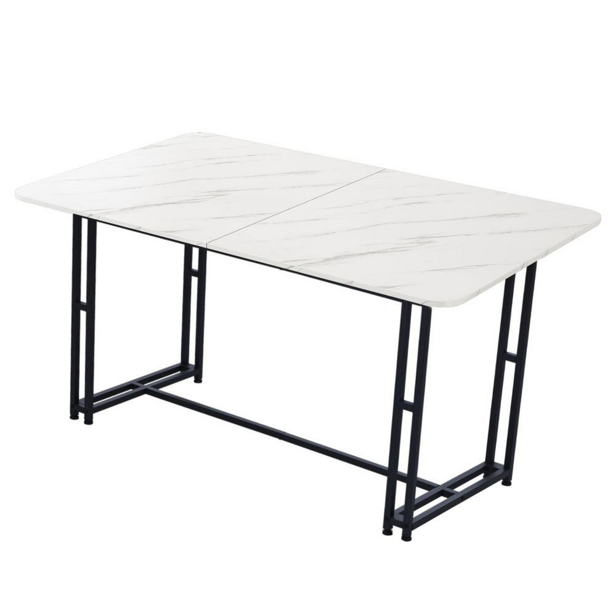 ESSTISCH 140x80 cm in Weiß und Schwarz mit Gestell aus Metall - Weiß, Holz/Metall (140/80/74cm) - KOMHTOM