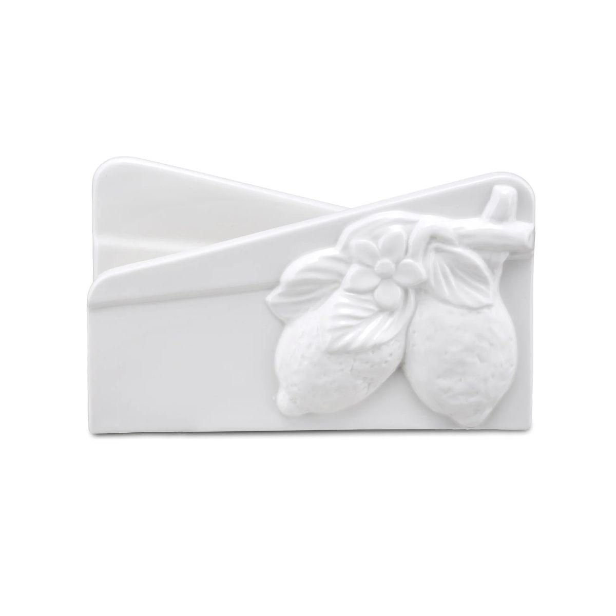 SERVIETTENHALTER 2er Set "Portatovaglioli Limoni" Fattoria 16 x10 cm - Weiß, Keramik (16/16cm) - La Porcellana Bianca