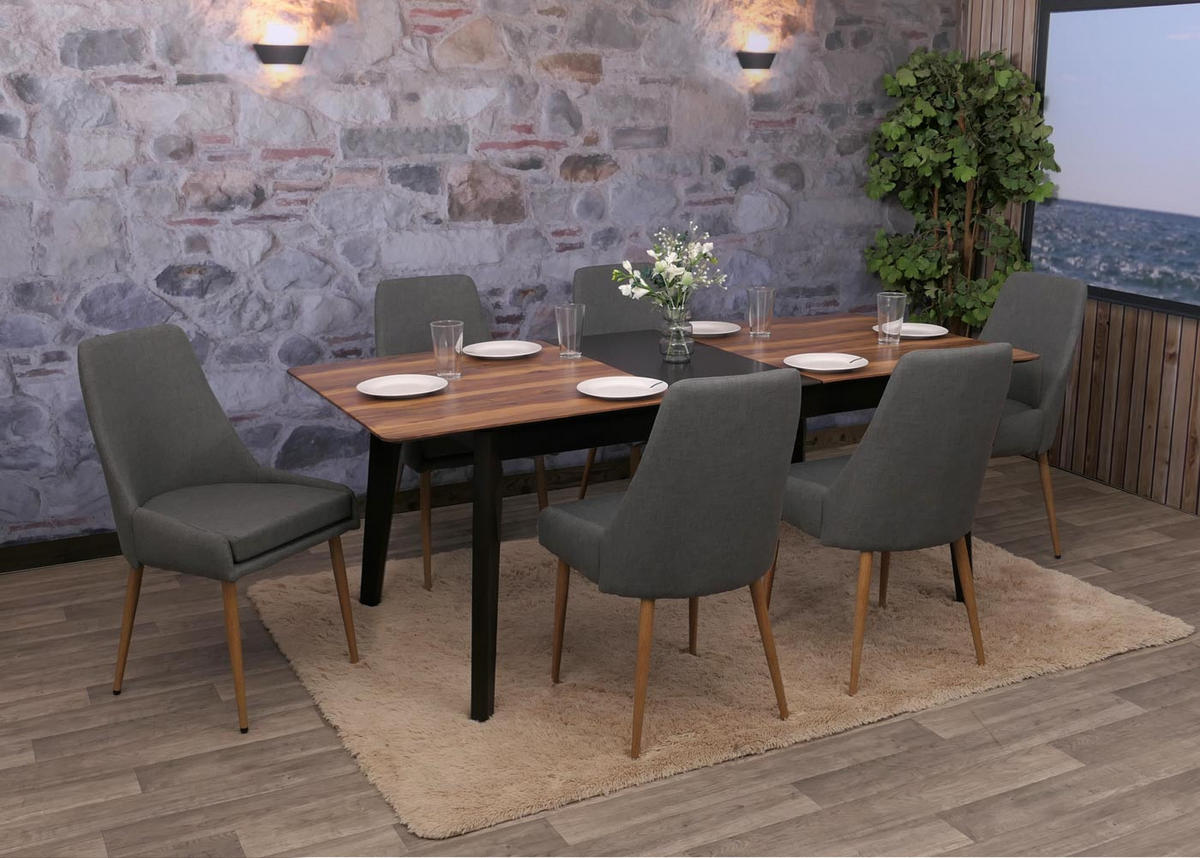 ESSZIMMERSTUHL Grau 6er-Set - Grau, Textil (50/92/60cm) - MCW