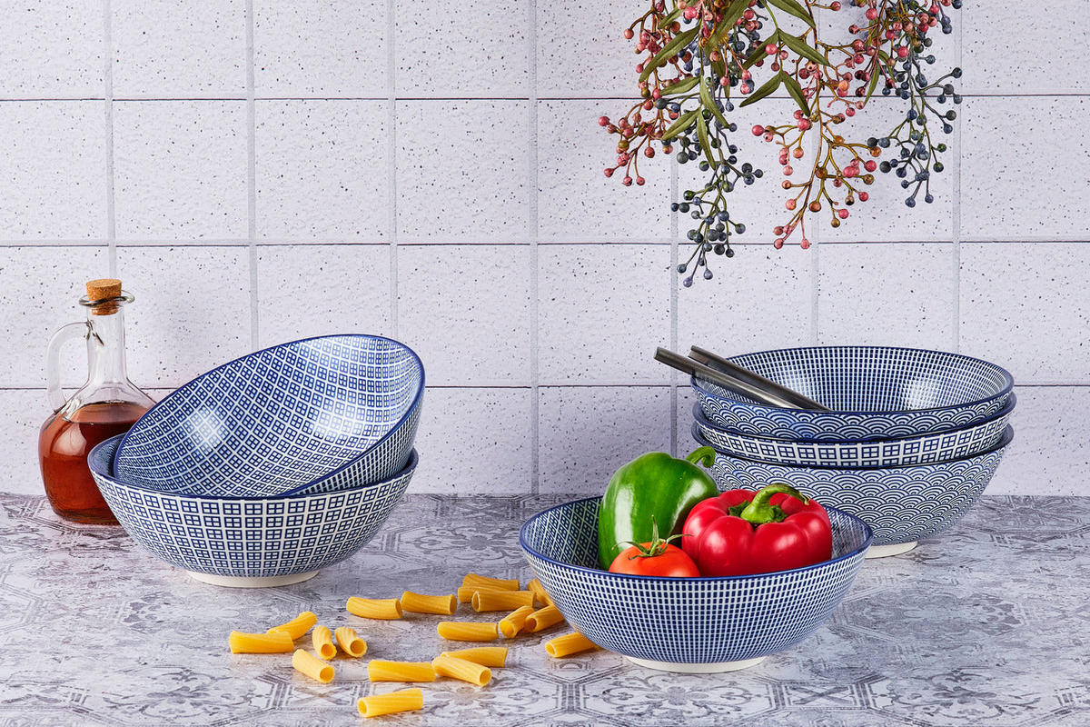 SCHALEN Muster Ø21cm - 6er-Set - Dunkelblau - Blau, Keramik - Björn