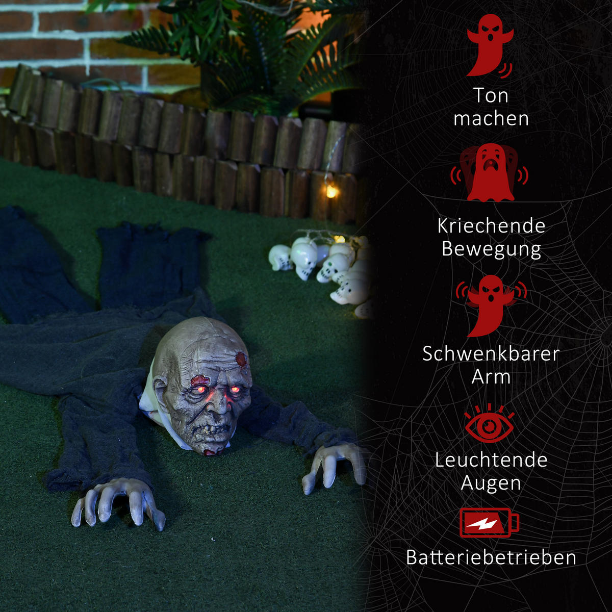 HALLOWEEN HORROR-CLOWN, Mehrfarbig, Polyester, PE, Stahl - Multicolor, Kunststoff (20/159/45cm) - HOMCOM