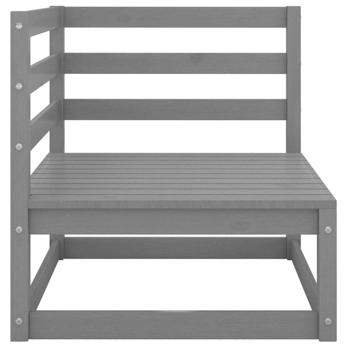 GARTENSOFA 2-SITZER MIT KISSEN GRAU KIEFER MASSIVHOLZ - Anthrazit/Grau, Holz/Textil (70/67/70cm) - vidaXL