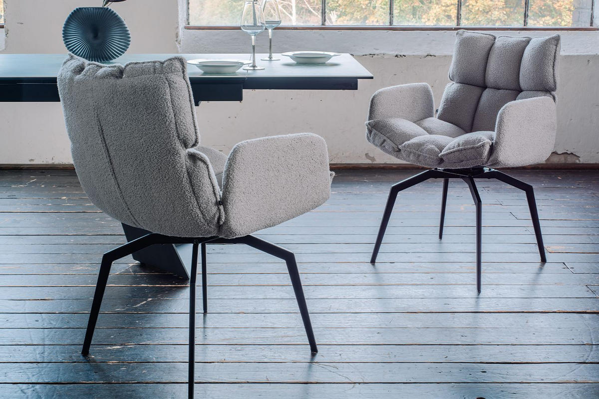 ESSZIMMERSTUHL BARO Grau Webstoff Drehbar (360°) (1er-Set) - Grau, Kunststoff/Textil (59/86/65cm) - KAWOLA