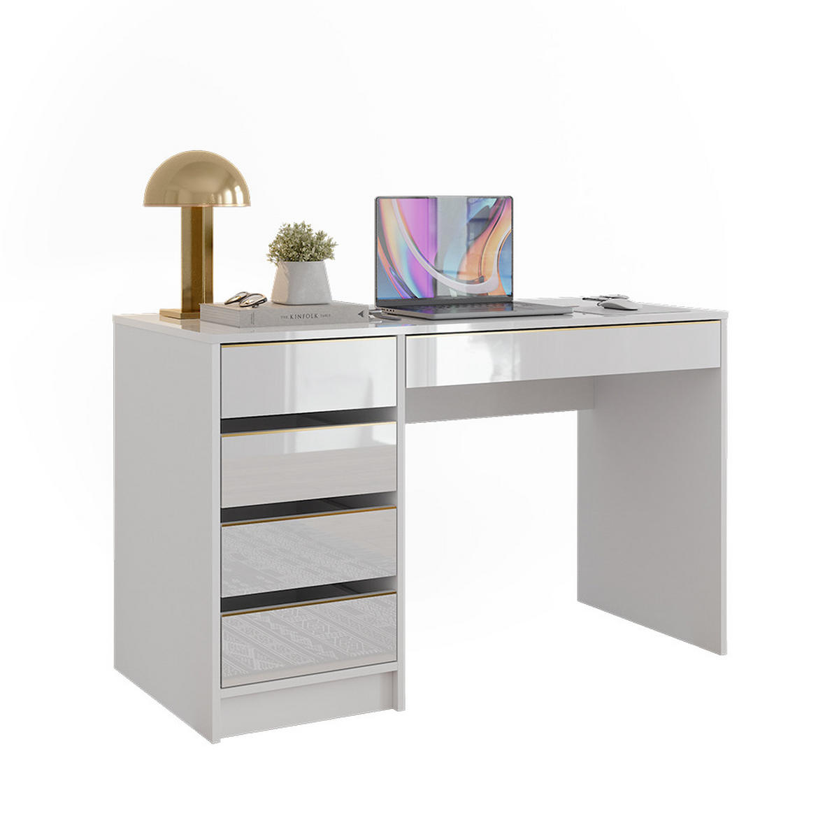 STÔL Sherry Biely vysoký lesk - biela s vysokým leskom, kompozitné drevo (120/55/75cm) - Vicco