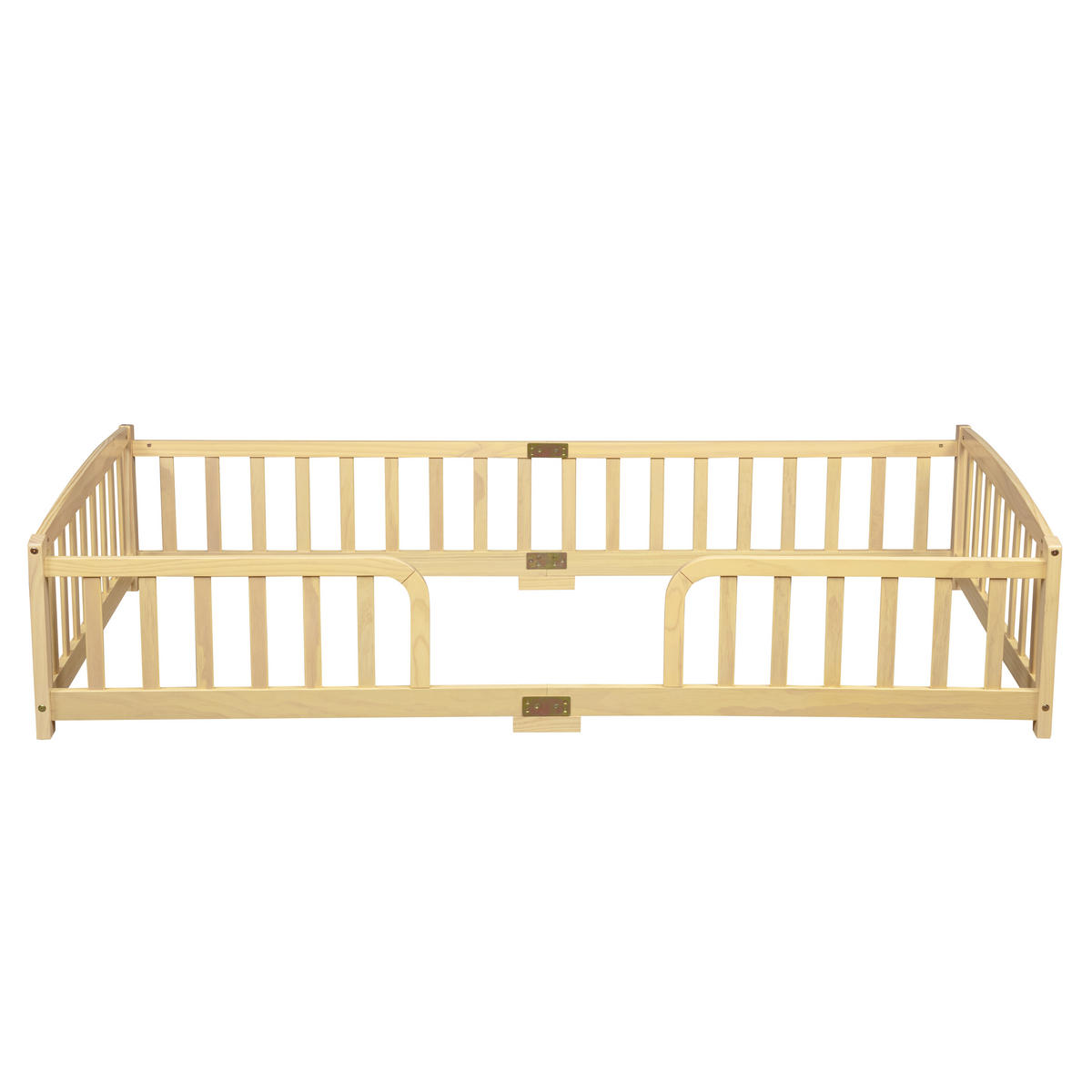 KINDERBETT, Bodenbett 90x200 cm mit Rausfallschutz aus Kiefer, Natur - Naturfarben, Holz/Holzwerkstoff (90/200cm) - LVHOM