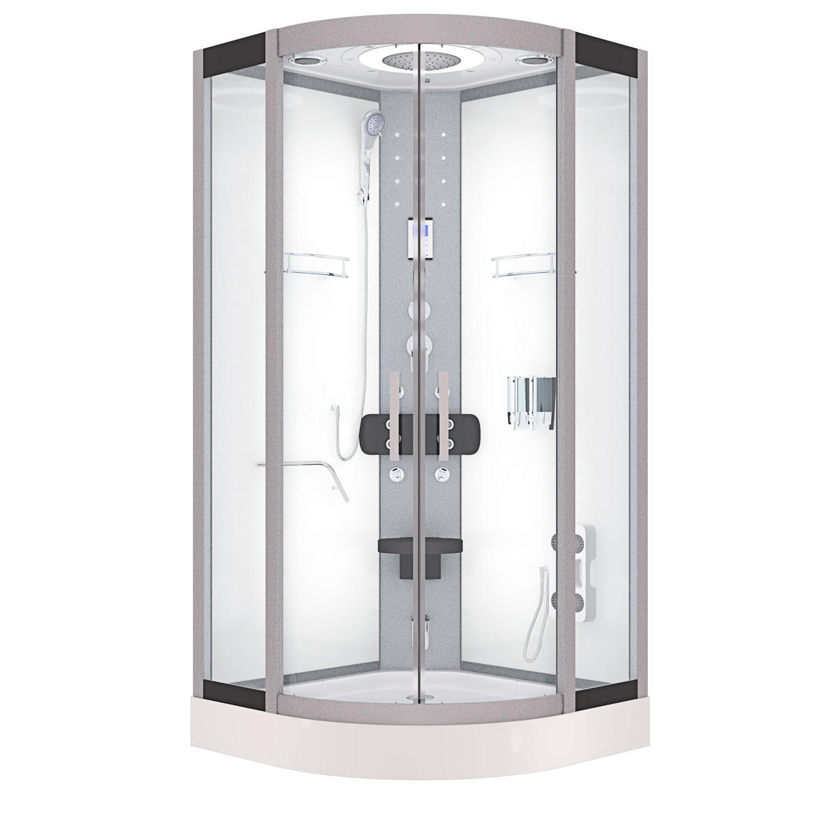 DAMPFDUSCHE Duschkabine D58-00T2 Weiß 80x80 - Weiß, Glas/Kunststoff (80/80/215cm) - AcquaVapore by Sandra Jentho