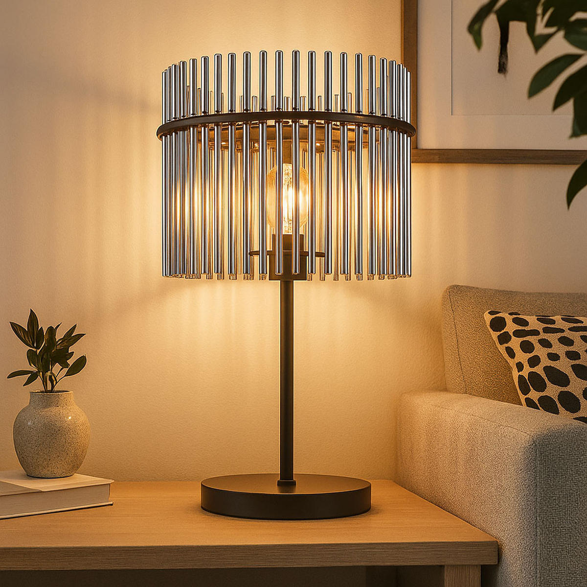 TISCHLEUCHTE Rauchfarben Smart LED - Grau, Glas (30/30/54.5cm) - Globo Lighting