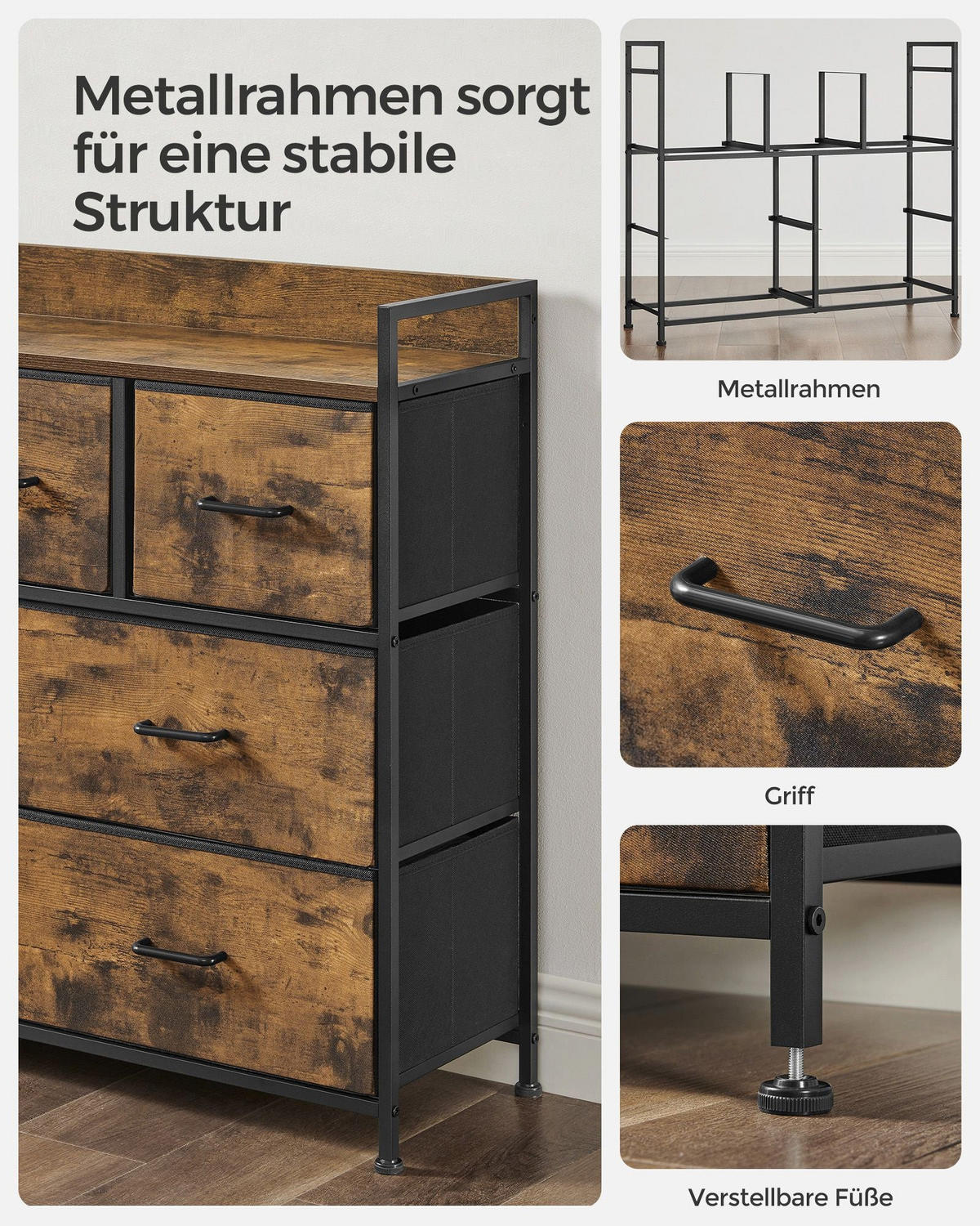 KOMMODE LUSAKA - Braun, Kunststoff (29/85/98cm) - Hansiro