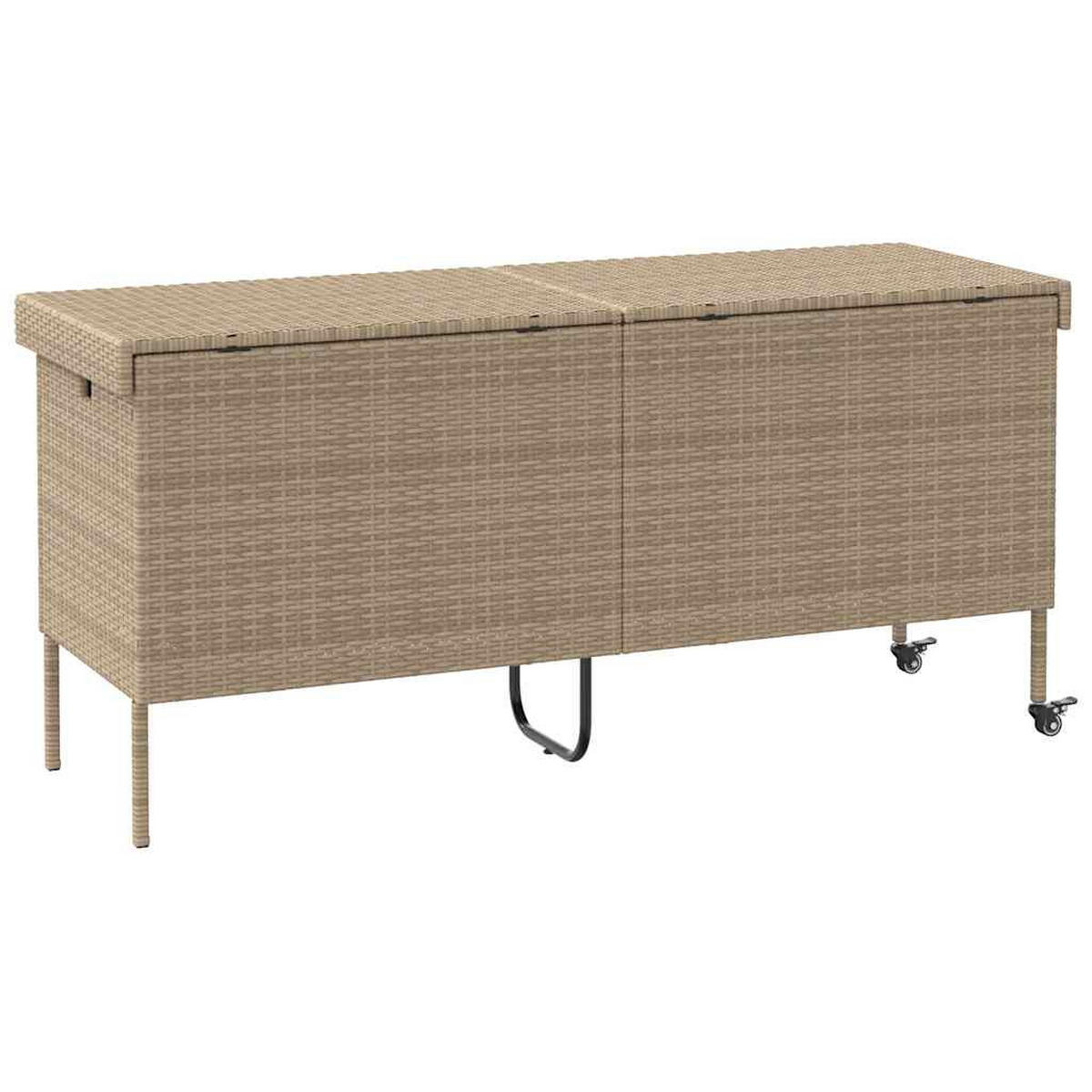 GARTENTRUHE Mit Rollen Beige 160/55/75 Cm Poly Rattan - Beige, Kunststoff (160/75/55cm) - vidaXL