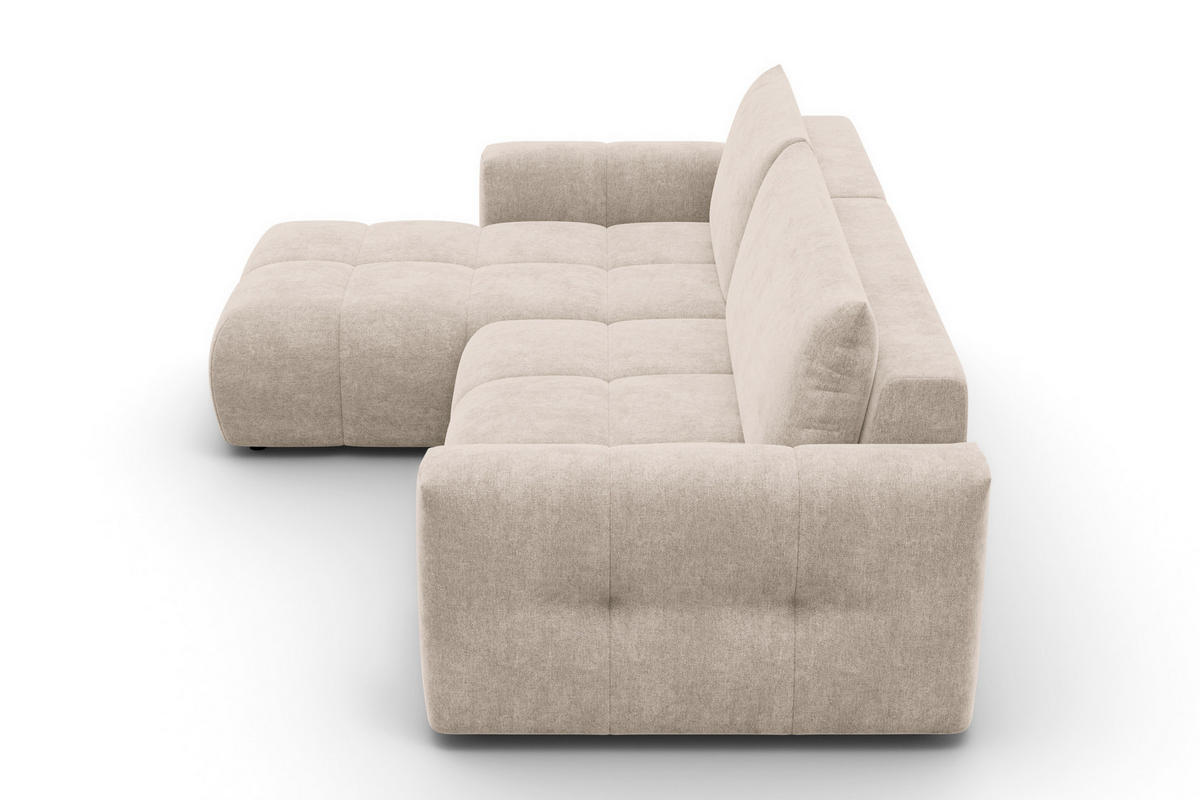 ECKSOFA VERONA 4-Sitzer links, Beige - Beige/Schwarz, Holz/Textil (266/173cm) - Courtois Laville