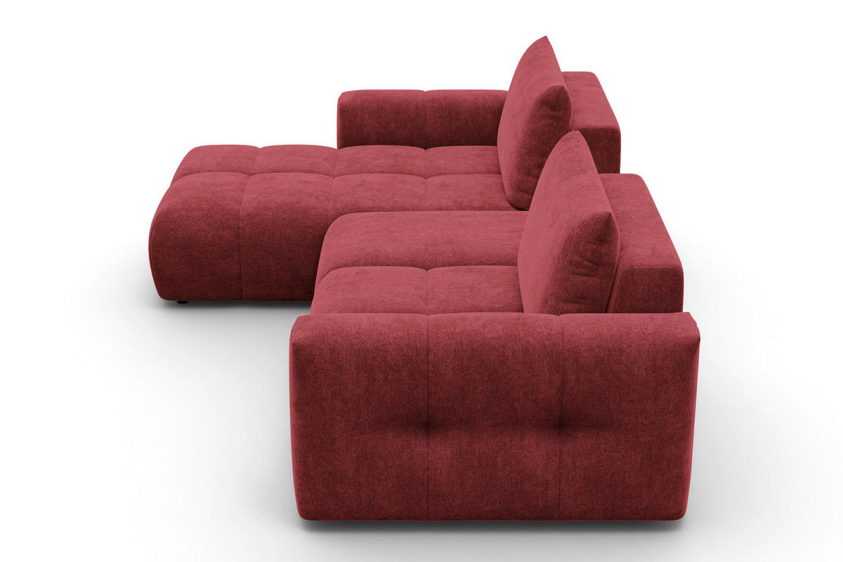 ECKSOFA VERONA 4-Sitzer LINKS, Dunkelrot - Schwarz/Dunkelrot, Holz/Textil (282/173cm) - Courtois Laville