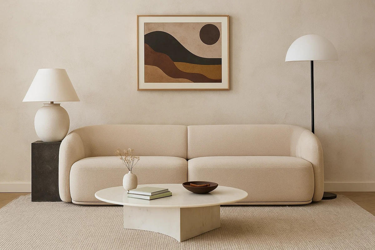 SOFA Nobis Beige, modular mit abgerundeten Seiten - Beige, Holzwerkstoff (288/75/97cm) - Bettso