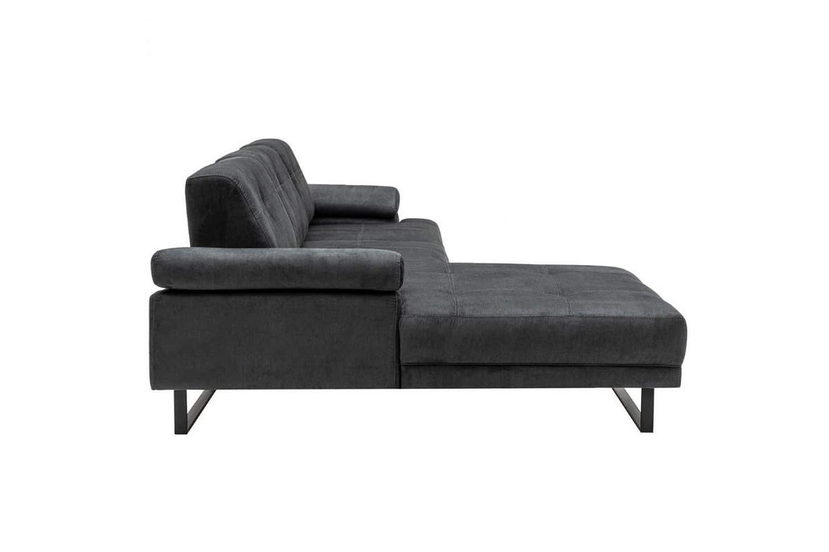 ECKSOFA mit verstellbarer Rückenlehne - Anthrazit/Schwarz, Textil/Metall (314/174cm) - myHomelando