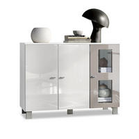 SIDEBOARD Denjo Tür in Sandgrau Hochglanz - Sandfarben, Holzwerkstoff (107/81/35cm) - Vladon