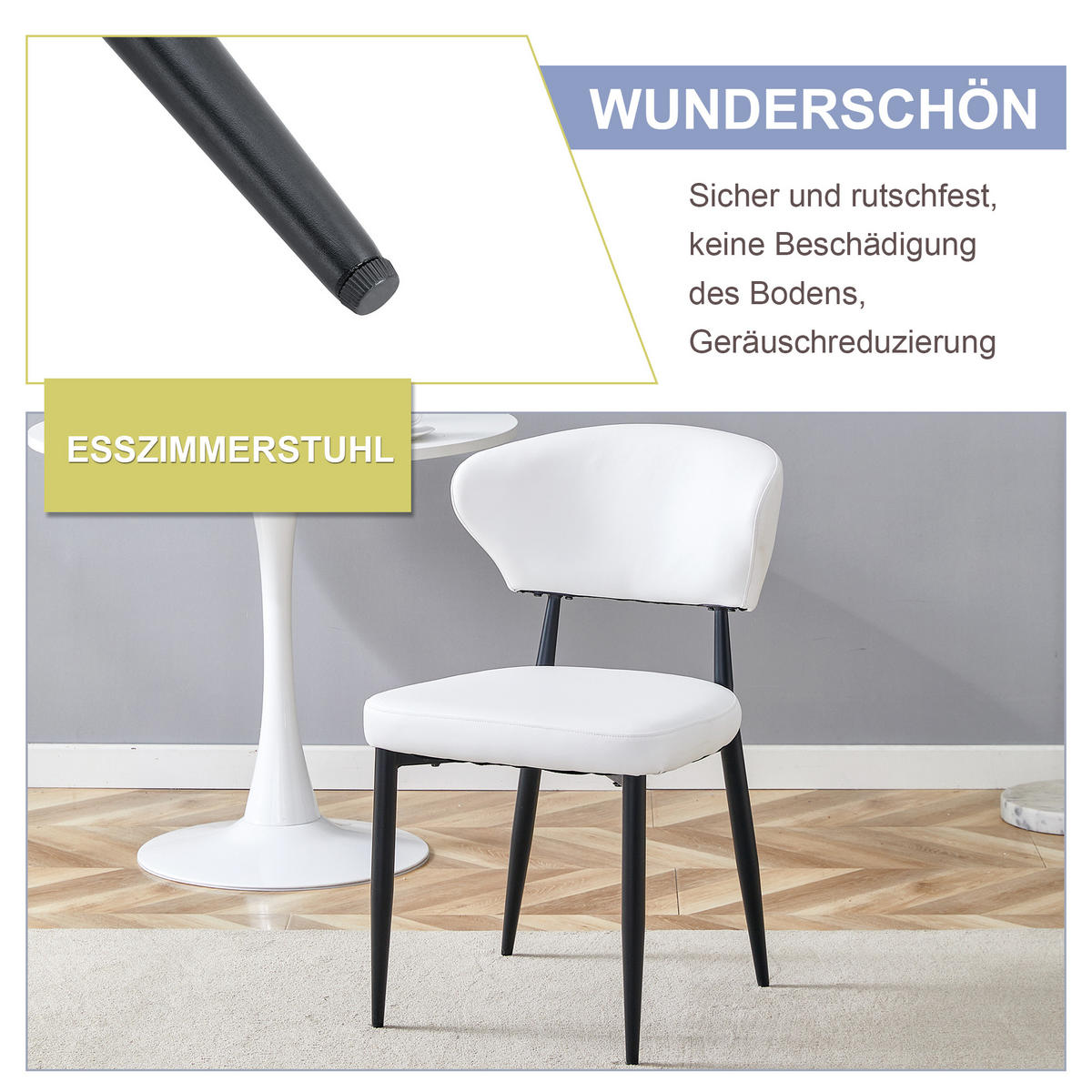 STUHL mit Rückenlehne ergonomisch Mehrfarbig 45x50x80 cm Leder - Multicolor, Leder (45/80/50cm) - SONNENH
