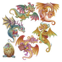 WANDAUFKLEBER 130x111cm - Kleine Drachen - Multicolor, Kunststoff (130/111/0.1cm) - Wallfluent