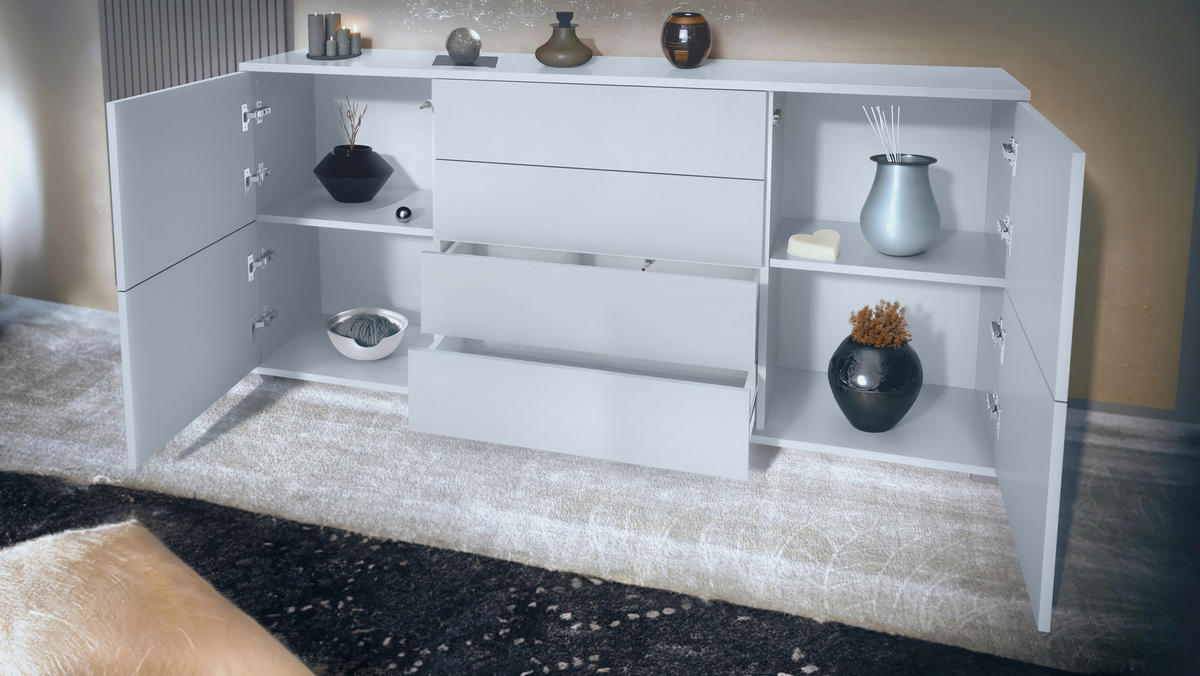 SIDEBOARD Rova Graphit Seidenmatt - Graphitfarben, Holzwerkstoff (166.5/75.5/35cm) - Vladon
