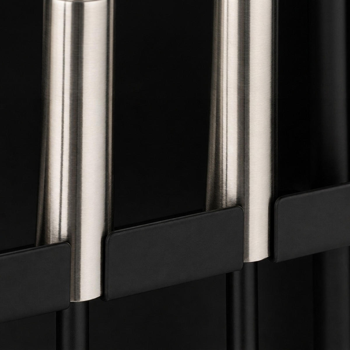 KAMINBESTECK-SET 5-tlg. - Schwarz, Metall (23/66/15cm) - Relaxdays