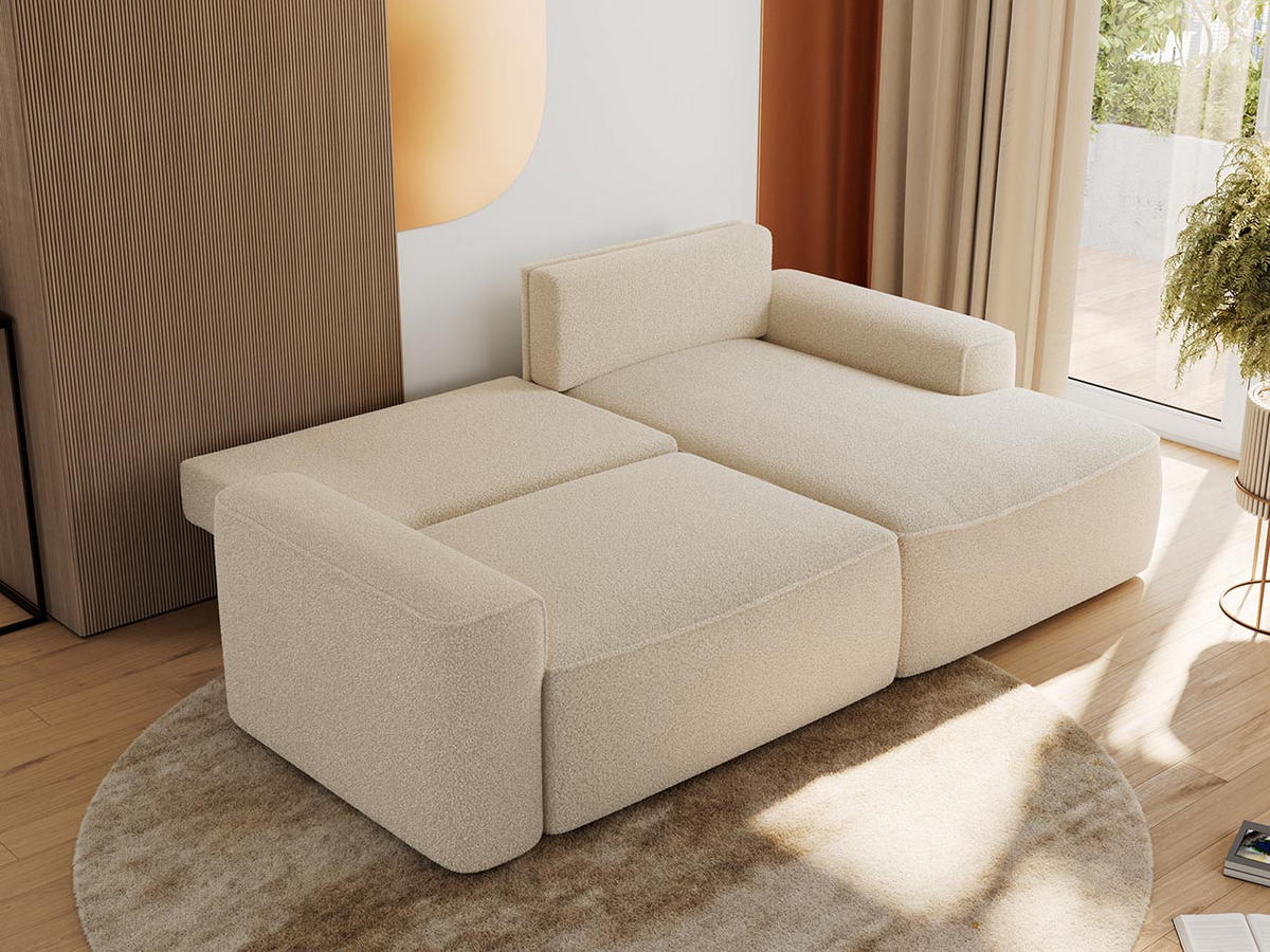ECKSOFA BELLUNO L Beige Boucle - Rechts - Beige/Schwarz, Textil (233/144cm) - MKS