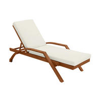 SONNENLIEGE Ecru Massivholz MALAGA - Naturfarben, Holz (80/95/200cm) - Miliboo