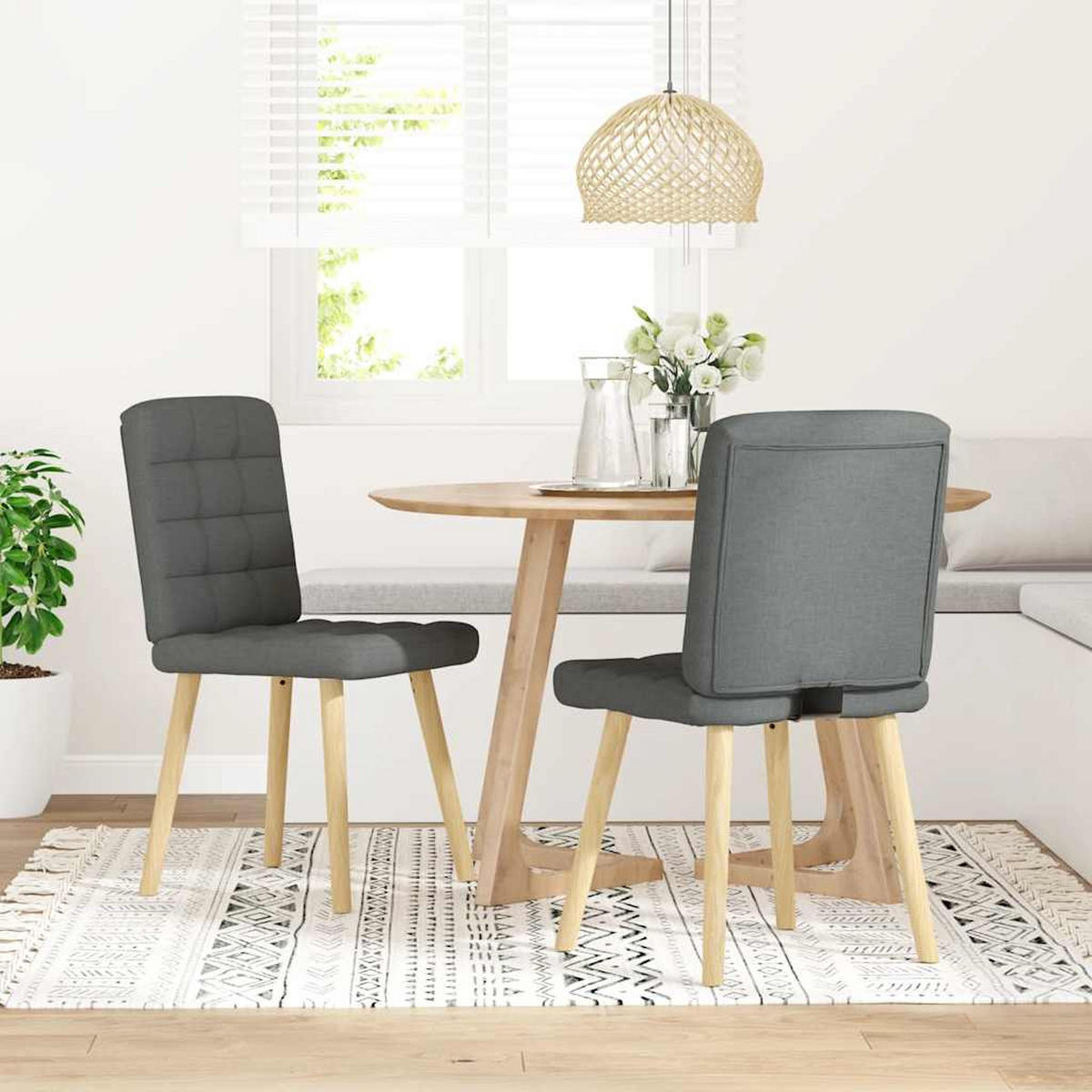ESSZIMMERSTÜHLE 2 Stk. Dunkelgrau Stoff 45*54*86cm - Dunkelgrau, Metall (45/86/54cm) - ZMH