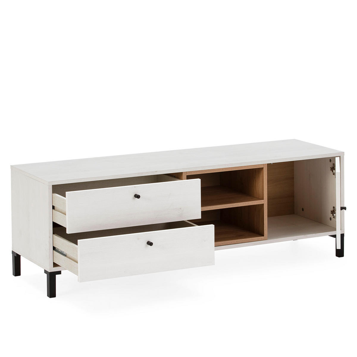 TV-ELEMENT Javea 2 Schubladen Farbe Weiß - Weiß, Holzwerkstoff (136/47/40cm) - VS Venta-stock
