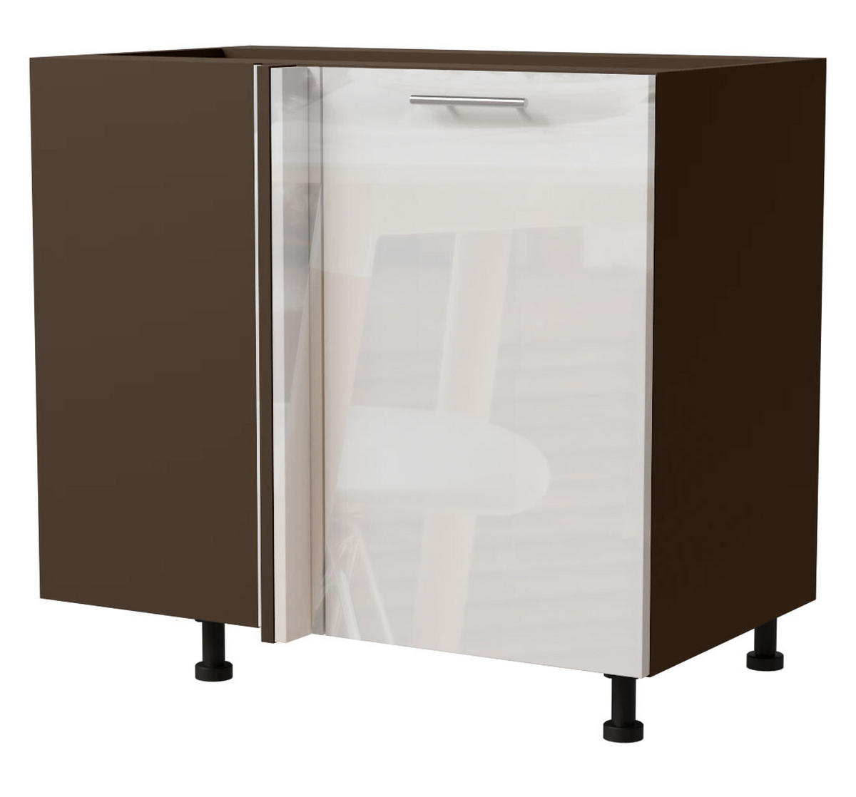 ECK-KÜCHENSCHRANK Essen D13U/90 Weiß Hochglanz / Lava Matt 90 / 50 / 82cm - Dunkelgrau/Weiß Hochglanz, Holz/Holzwerkstoff (90/82/50cm) - Feldmann-Wohnen