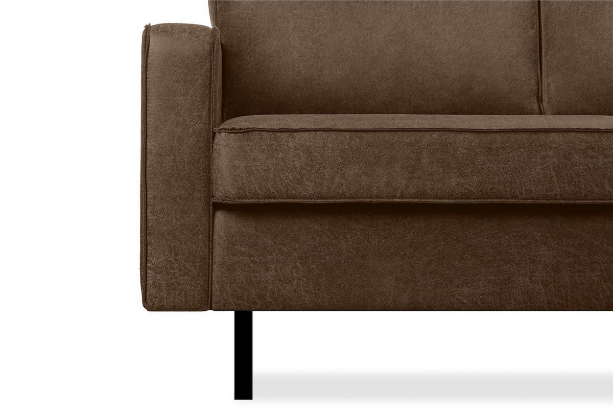 ECKSOFA-RECHTS INVIA mit Armlehnen vintage, Lederoptik-Stoff, dunkelbraun - Dunkelbraun/Schwarz, Textil (234/160cm) - KONSIMO®