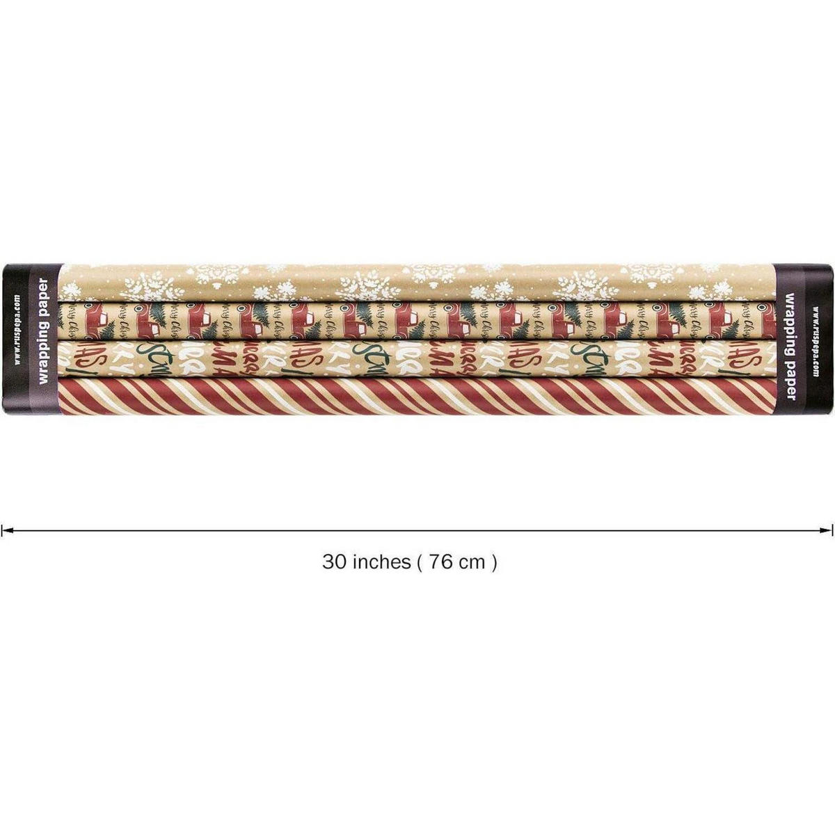 GESCHENKPAPIER 4 Rollen Kraftpapier Weihnachten 76 cm x 305 cm - Multicolor, Papier (4/76/15cm)