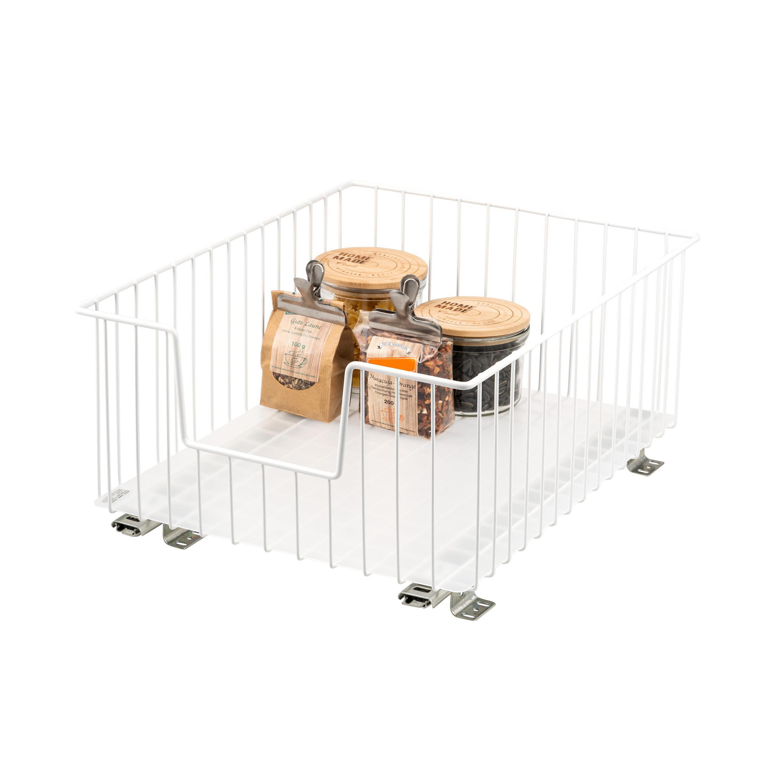 SCHRANK-KORBAUSZUG, weiß, Metall - Weiß, Metall (40/23/50.5cm) - bremermann