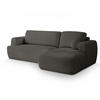 ECKSOFA SENTI N R-S Grau Boucle-Stoff mit Schlaffunktion - Grau, Holz (246/148cm) - MASSENO