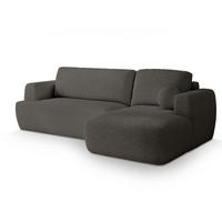 ECKSOFA SENTI N R-S Grau Boucle-Stoff mit Schlaffunktion - Grau, Holz (246/148cm) - MASSENO