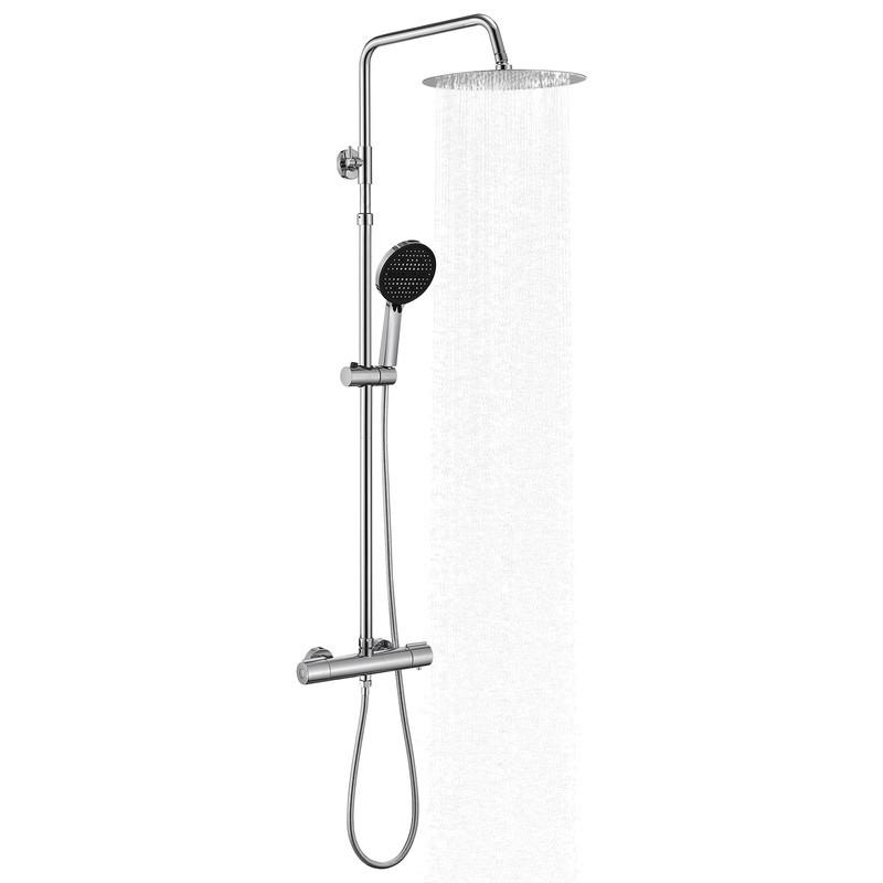 DUSCHSYSTEM Thermostat Chrom 12 Zoll 6 Funktionen - Chromfarben, Metall (34/15.5/44cm) - HOMELODY