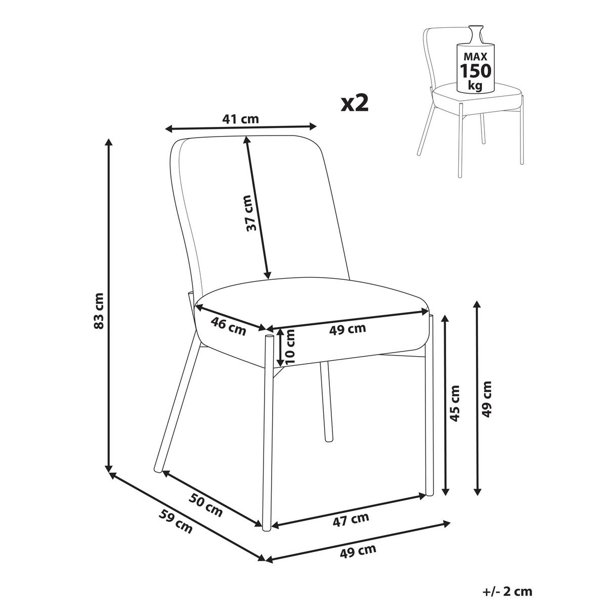 ESSZIMMERSTUHL 2er-Set Dunkelgrün Malin - Dunkelgrün/Schwarz, Textil (49/83/59cm) - Beliani