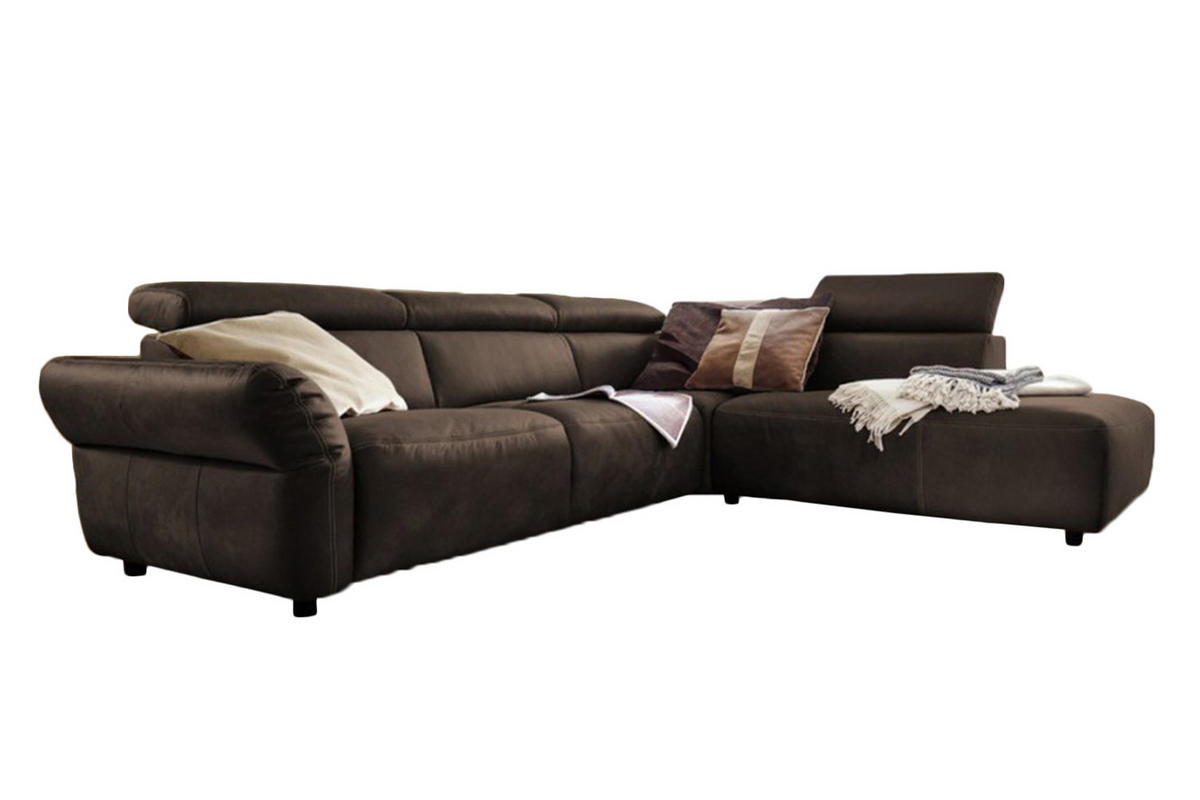 ECKSOFA MOTOR. SITZVORZUG RISO Anthrazit Leder - Anthrazit/Schwarz, Leder (263/240cm) - KAWOLA