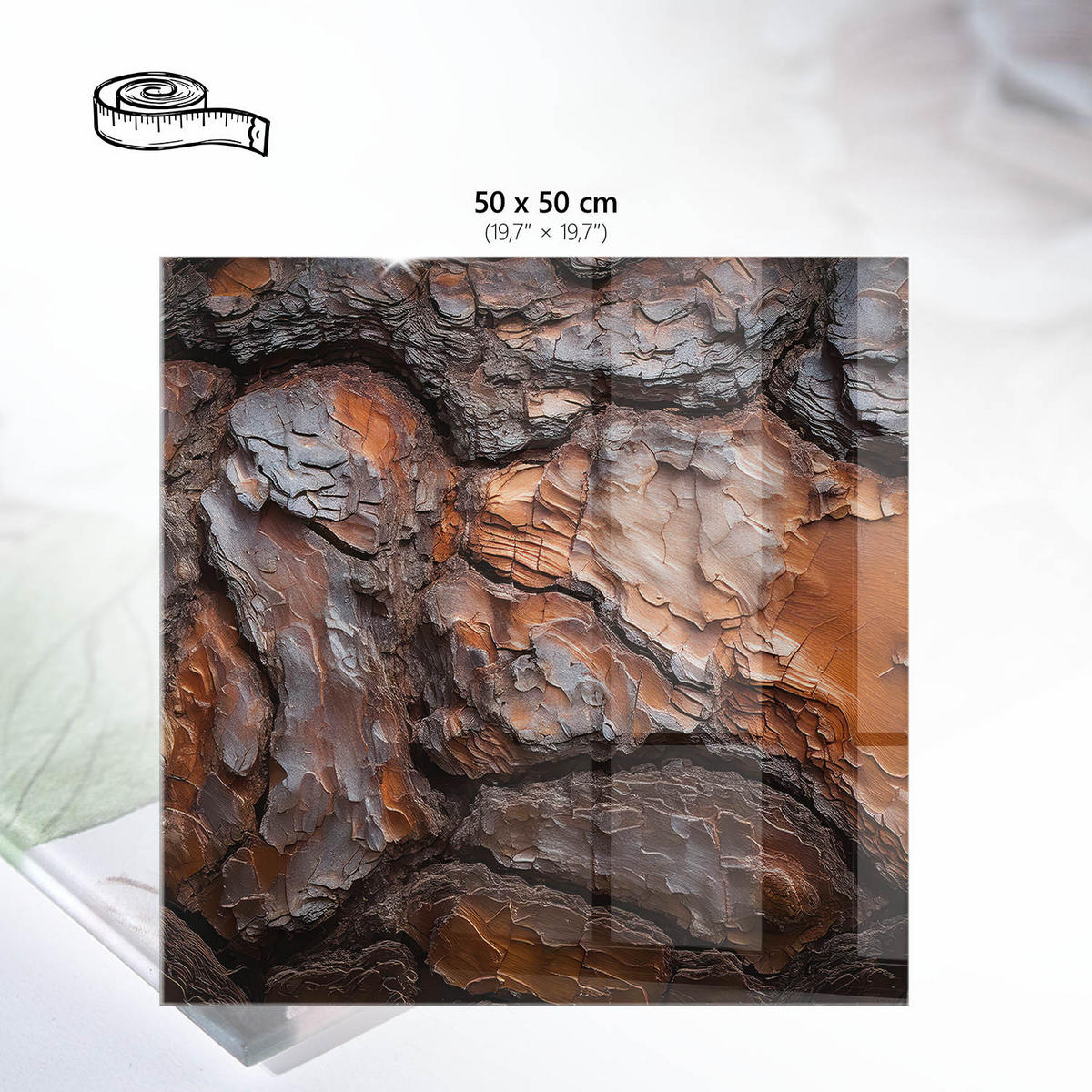 TISCHPLATTE 50x50 cm – Baumrinde - Orange, Glas (50/50/0.4cm) - Wallfluent