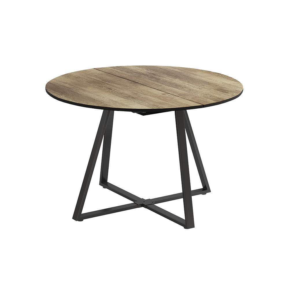 ESSTISCH Loyd Eiche rustikal/Schwarz 120 x 120 cm ausziehbar - Wildeiche/Schwarz, Holzwerkstoff (120/120/75.8cm) - Vicco