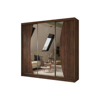 SCHWEBETÜRENSCHRANK VOCE 240/216/61 cm Modern Kleiderschrank 3-türig mit Spiegel Nussbaumfarben - Nussbaumfarben, Holzwerkstoff (240/216/61cm) - MASSENO