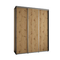 SCHWEBETÜRENSCHRANK 235,2/190/60 3-türig - Silberfarben/Schwarz, Holz/Metall (190/235/60cm) - Abiks Möbel