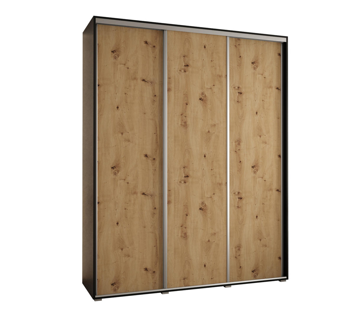 SCHWEBETÜRENSCHRANK 235,2/190/60 3-türig - Silberfarben/Schwarz, Holz/Metall (190/235/60cm) - Abiks Möbel