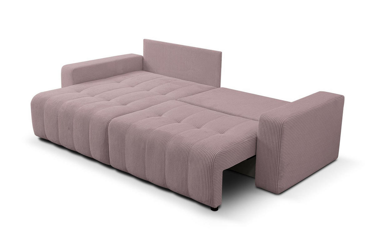 ECKSOFA Masina Rosa, Schlafsofa aus Cordstoff - Rosa, Holzwerkstoff (245/143cm) - Bettso