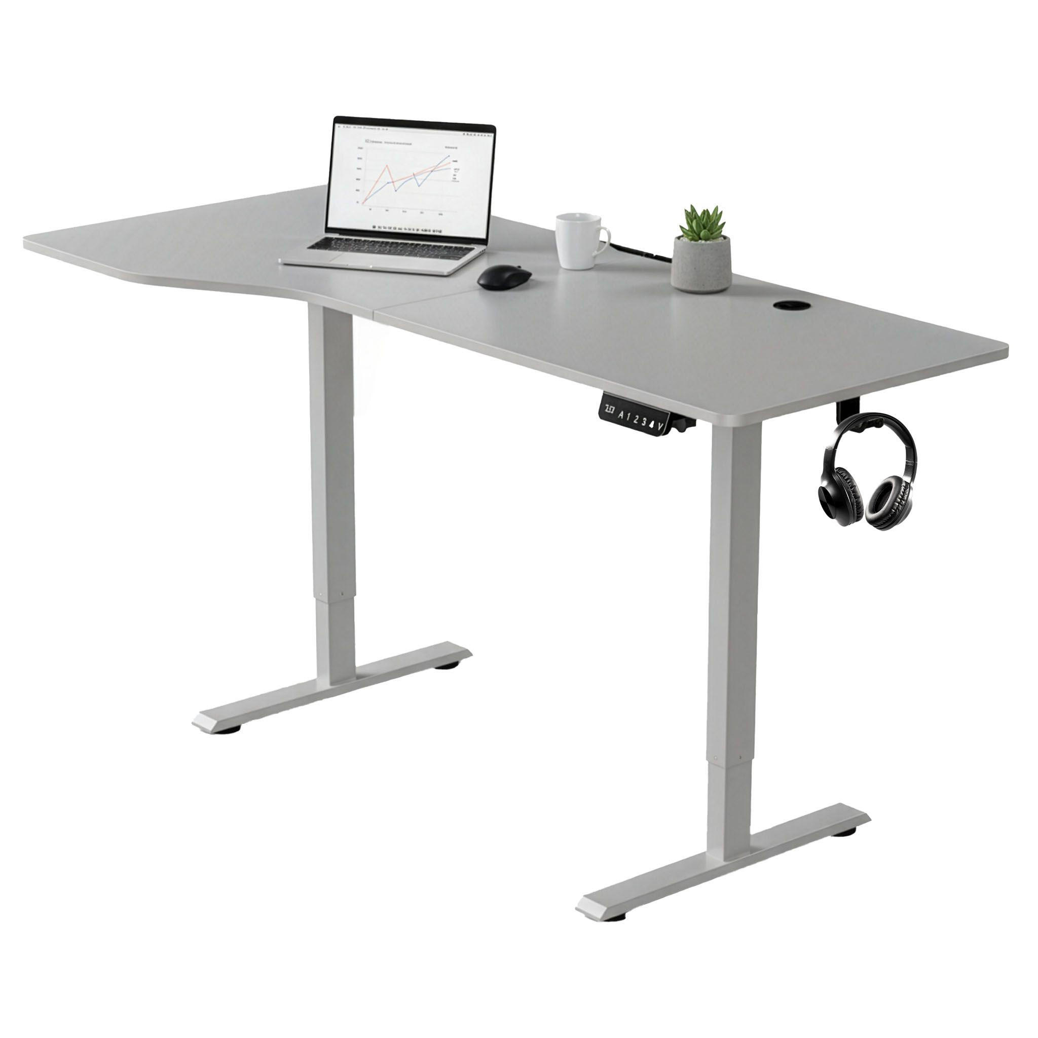 SCHREIBTISCH Office Stand weiß 160x75 cm höhenverstellbar - Weiß, Holz (60/160/117cm) - Juskys