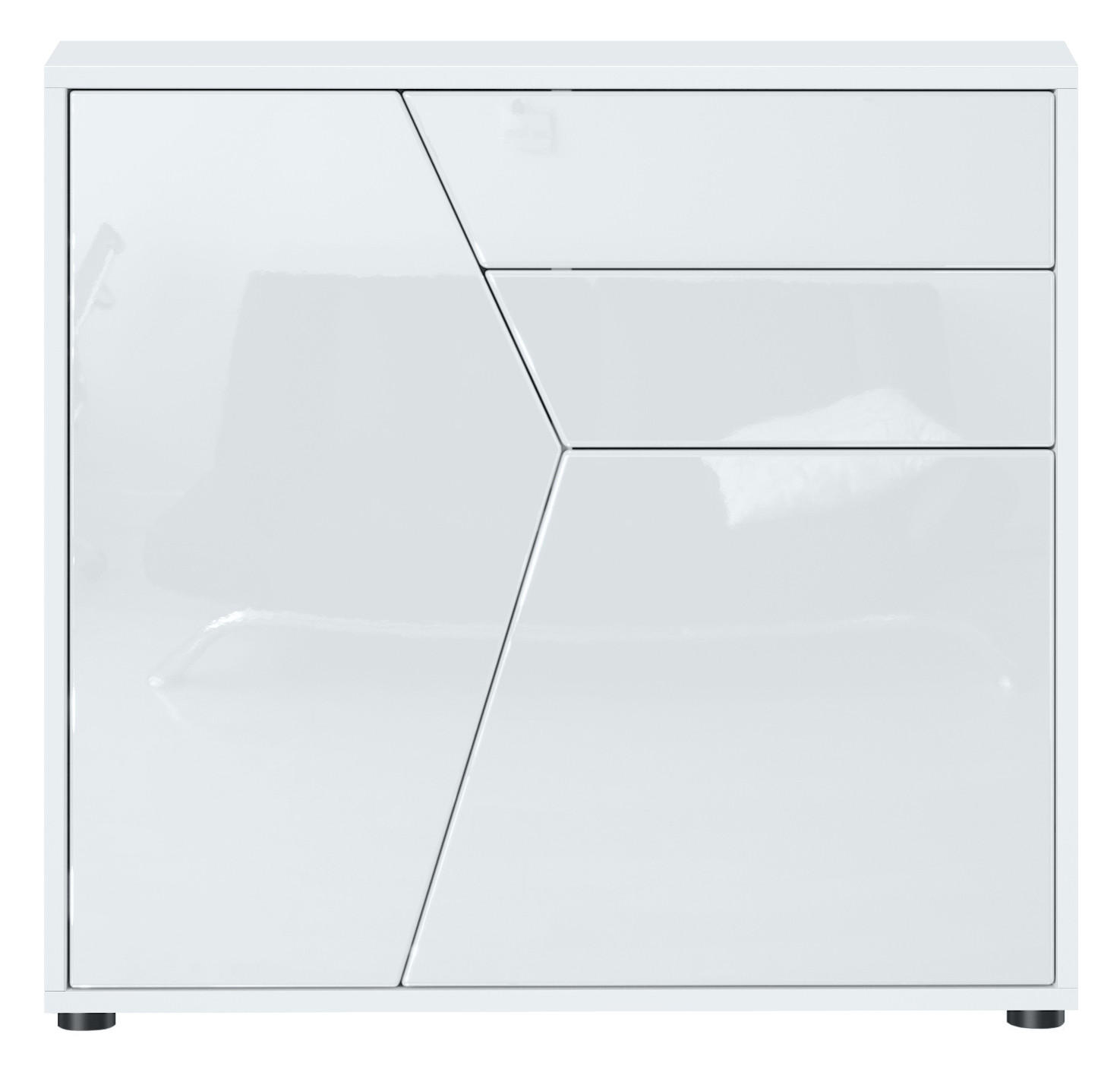 Vladon Kommode Weiß Hochglanz 79x74x36 cm