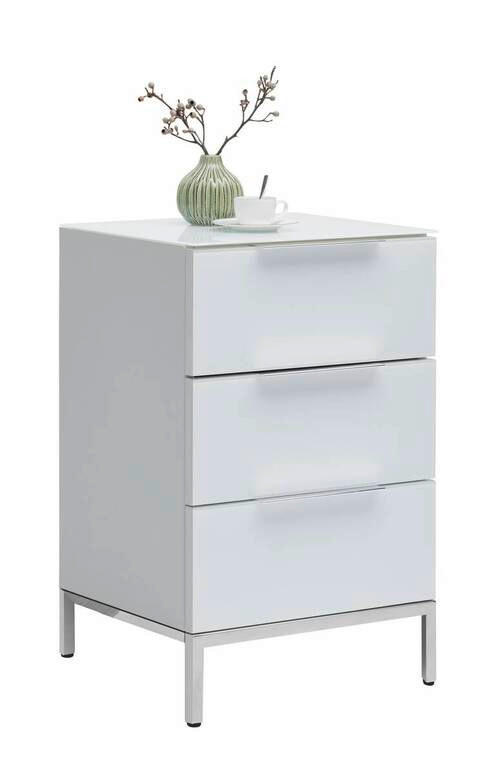 Meuble de chevet blanc brillant 45x60x40.5cm - Voleo