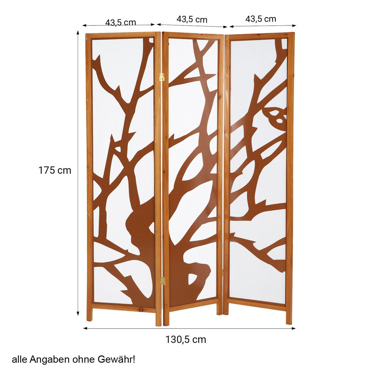 PARAVENT 3-tlg. 130,5/175 cm Braun Holzverzierung - Braun, Holz (130/175/2cm) - Homestyle4u