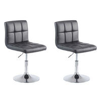 BARHOCKER 2er Set Bangko Kunstleder Schwarz - Schwarz, Leder/Metall (44/74/49cm) - DELUKE