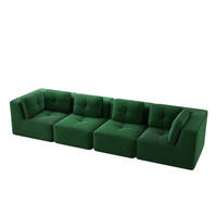 SOFA 386/104/69 cm in Grün aus Cord mit modularen Elementen - Grün, Textil (104/69/386cm) - Flora Grace